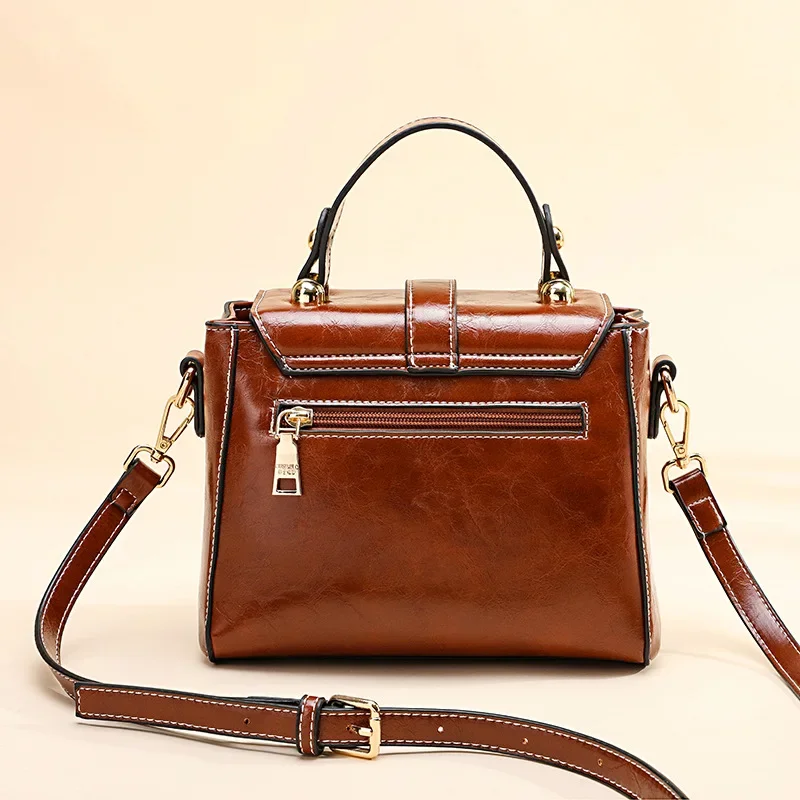 Genuine Leather Women bag Luxury Handbags Double Zipper Ladies Shoulder Bags Lock decoration Real Cowhide Handbag L53