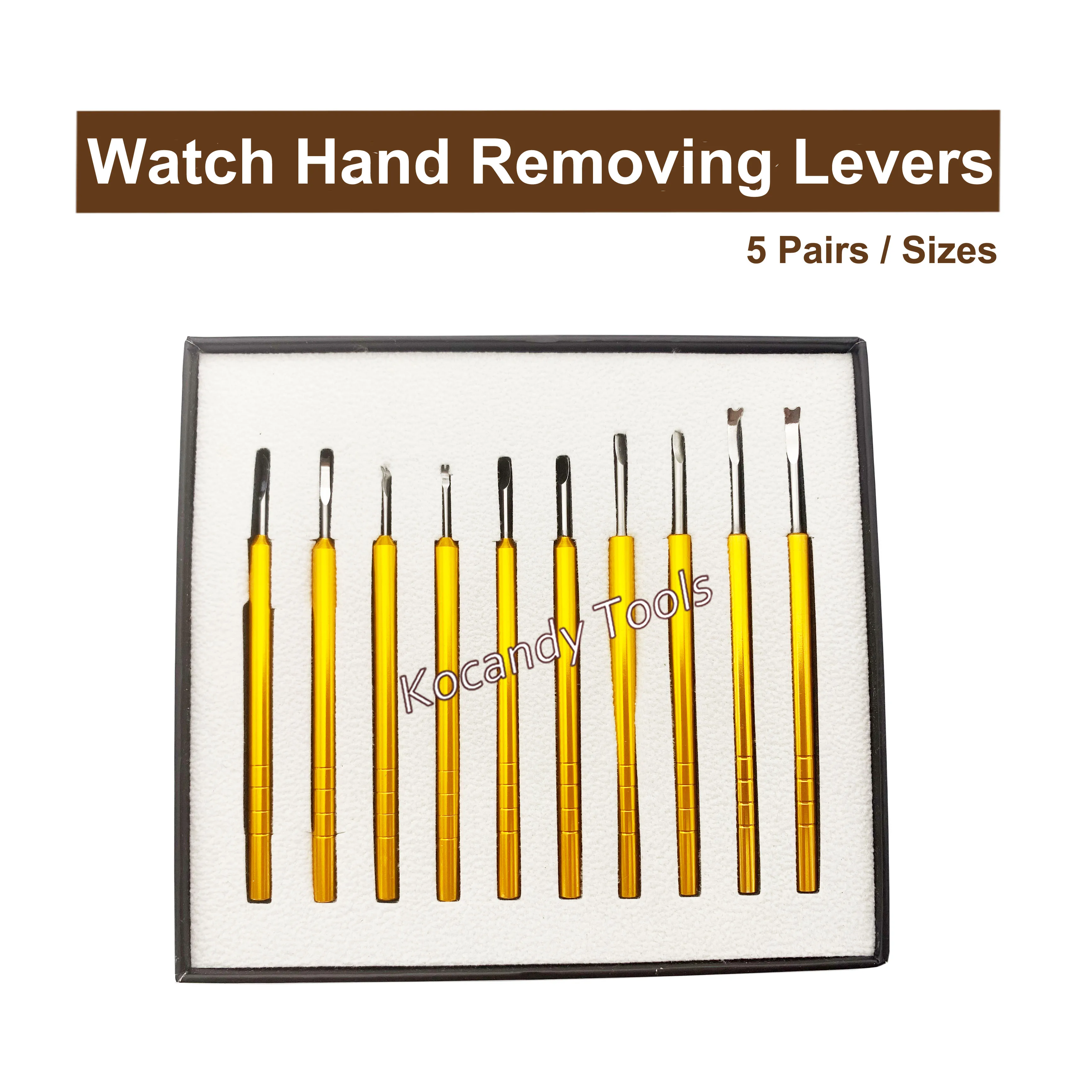 

5 Pair 5 Size Precision Watch Hairspring Collet Levers Pair Watch Hand Removing Levers Steel Blade Repair Tool