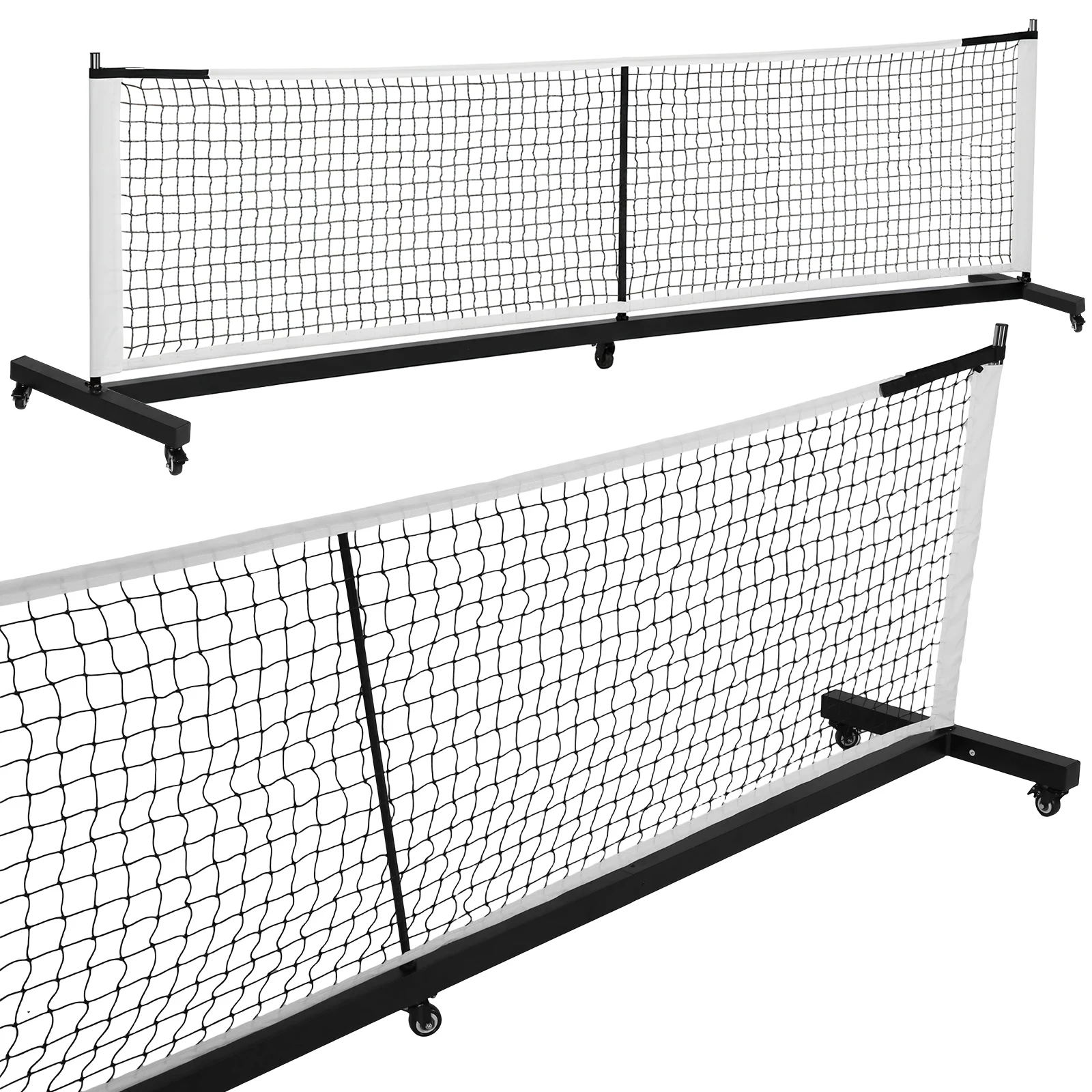 Jaring Pickleball Luar Ruangan 22 Kaki, Jaring Pickleball Lipat Portabel, Jaring Permainan Pickleball Profesional dengan Stand untuk Lapangan, Gym Dalam Ruangan