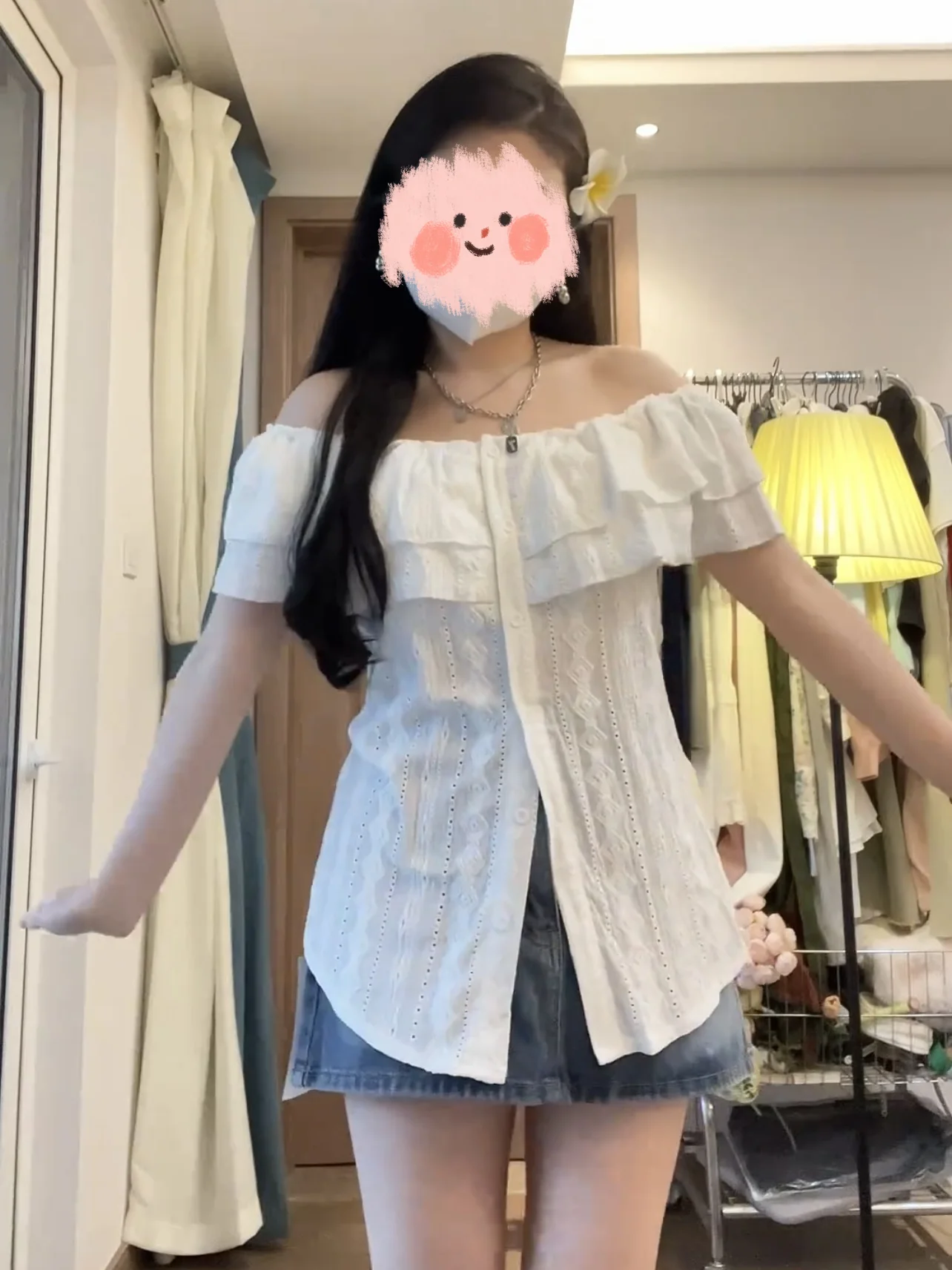 

plus Size One oulder ort Sve irt Women's Sli Slimming Waist Design Korean Sle Commute Wind Summer Top