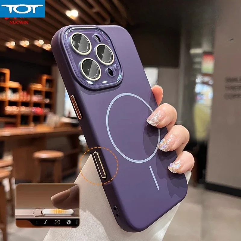 

Чехол 16Pro Max Magsafe для iPhone 16 Pro Max с кнопкой управления камерой, жидкий силиконовый чехол для iPhone 15, 14, 11, 12, 13 Pro Max Plus