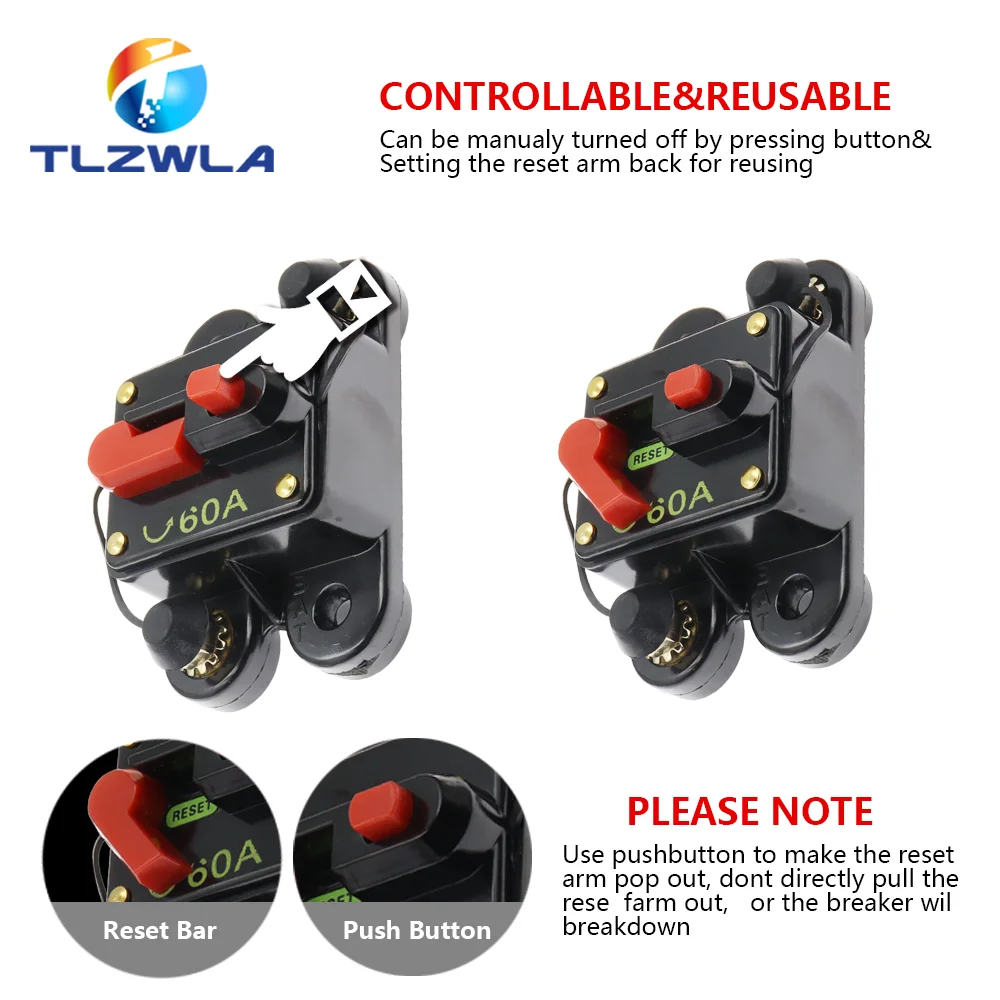 1 قطعة 50A 60A 80A 100A 125A 150A 200A اختياري سيارة الصوت مضمنة قاطع الدائرة الصمامات ل 12 فولت حماية SKCB-01-100A رائجة البيع #5