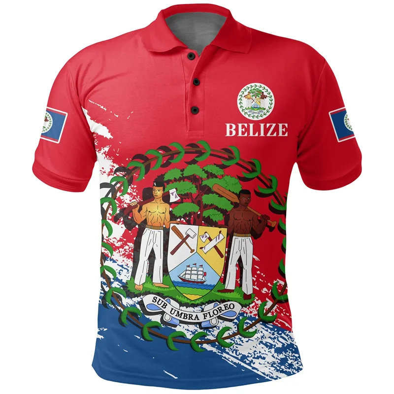 3D Printed Belize Flag Map Polo Shirt For Men National Emblem Tees Summer Fashion Lapel T-Shirts Short Sleeve Tops Streetwear