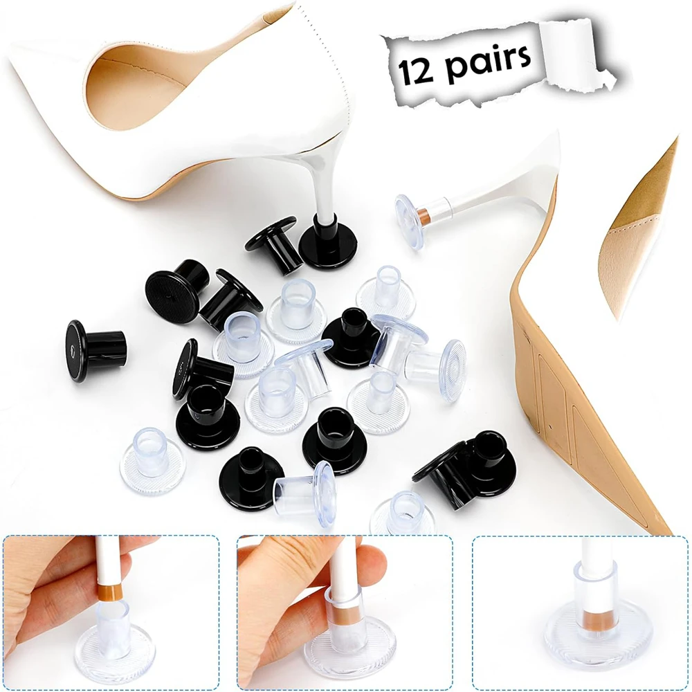 12 Pairs Heel Protectors for High Heel Shoes Stop Sinking at Grass Cracks Stiletto Covers Heel Stopper For Outdoor Wedding Party