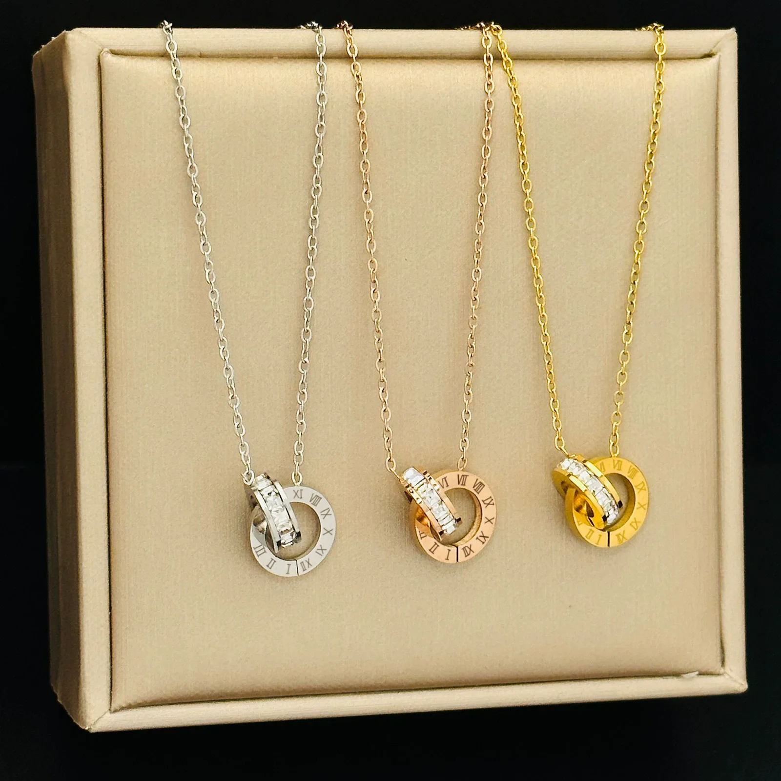 

New Gothic Roman Digital Zircon Circle Necklace For Woman Fashion Korean Jewelry Party Girl's Sexy Luxury Clavicle Chain