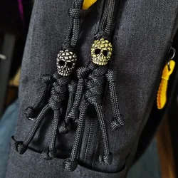 Paracord Weave pendant Stone skulls Knife beads DIY Rope braided keychain ornament Outdoor Backpack Lanyard