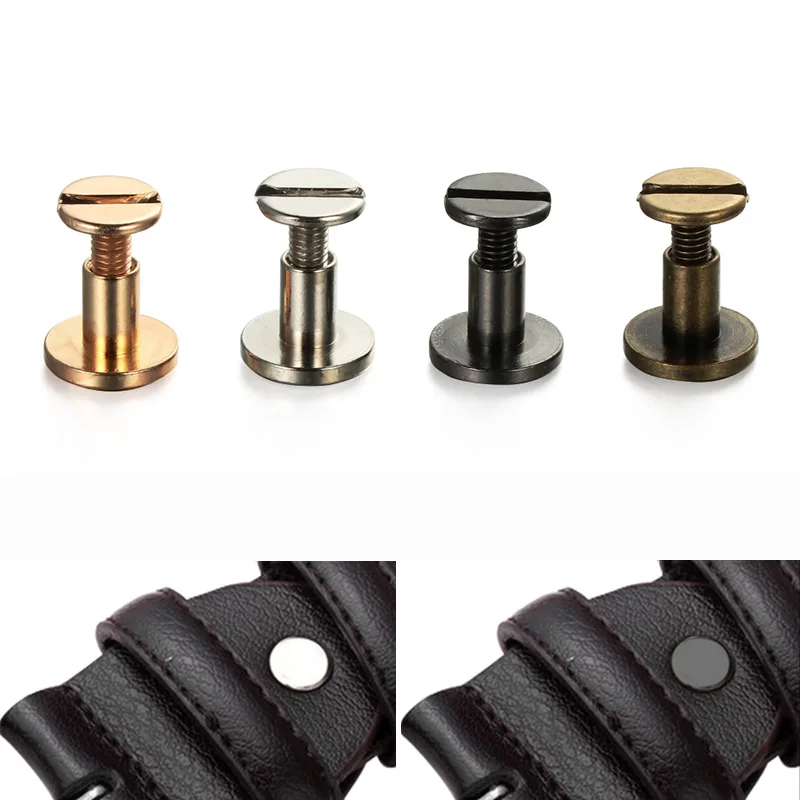 10Pcs Luggage Leather Metal Craft Flat Belt Screws Nail Rivets Brass Gold Silver Solid Rivet Stud Head Garment  Accessories