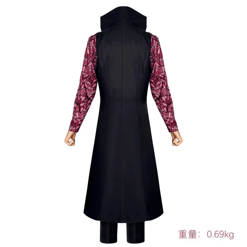 Film d'azione dal vivo Dracule Mihawk Costume Cosplay Stand-Up Stampa nera Maniche lunghe Cappotto Trench Uniforme Set completo Uomo Suit5;c,