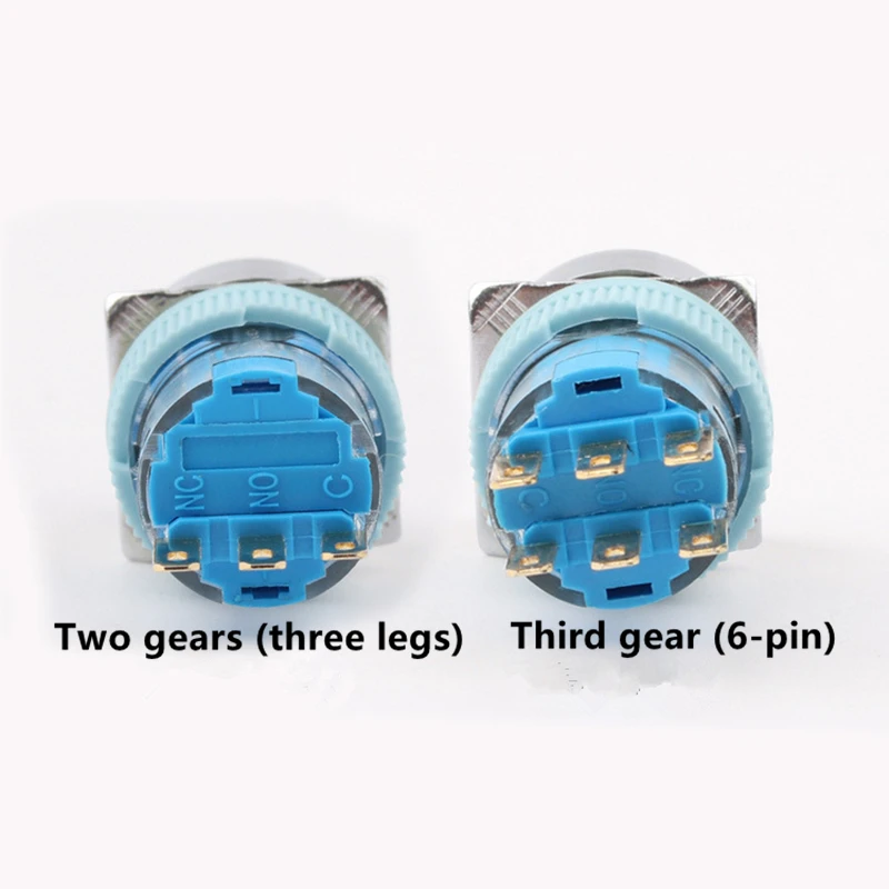16mm 4A 220V AC 2NO2NC On Off Latching 2Position 3Pin 3 Position 6Pin Waterproof Push Button Selector Switch