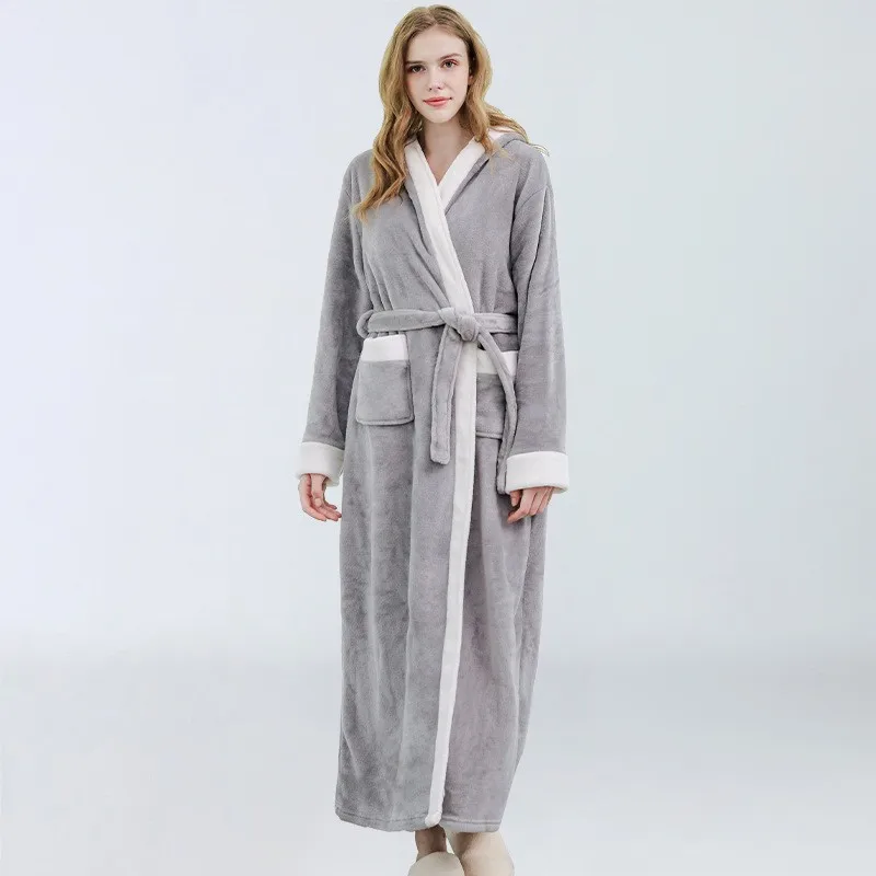 Autumn Winter Ladies Soft Bathrobe New In Flannel Long Thick Nightgown Loungewear Plus Size Comfortable Pajamas Warm Sleepwear