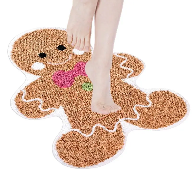 Gingerbread Kitchen Rugs Christmas Doormat Floor Mat With Gingerbread Man Non-Slip Mats Doormats For Bath Bedroom Front Door