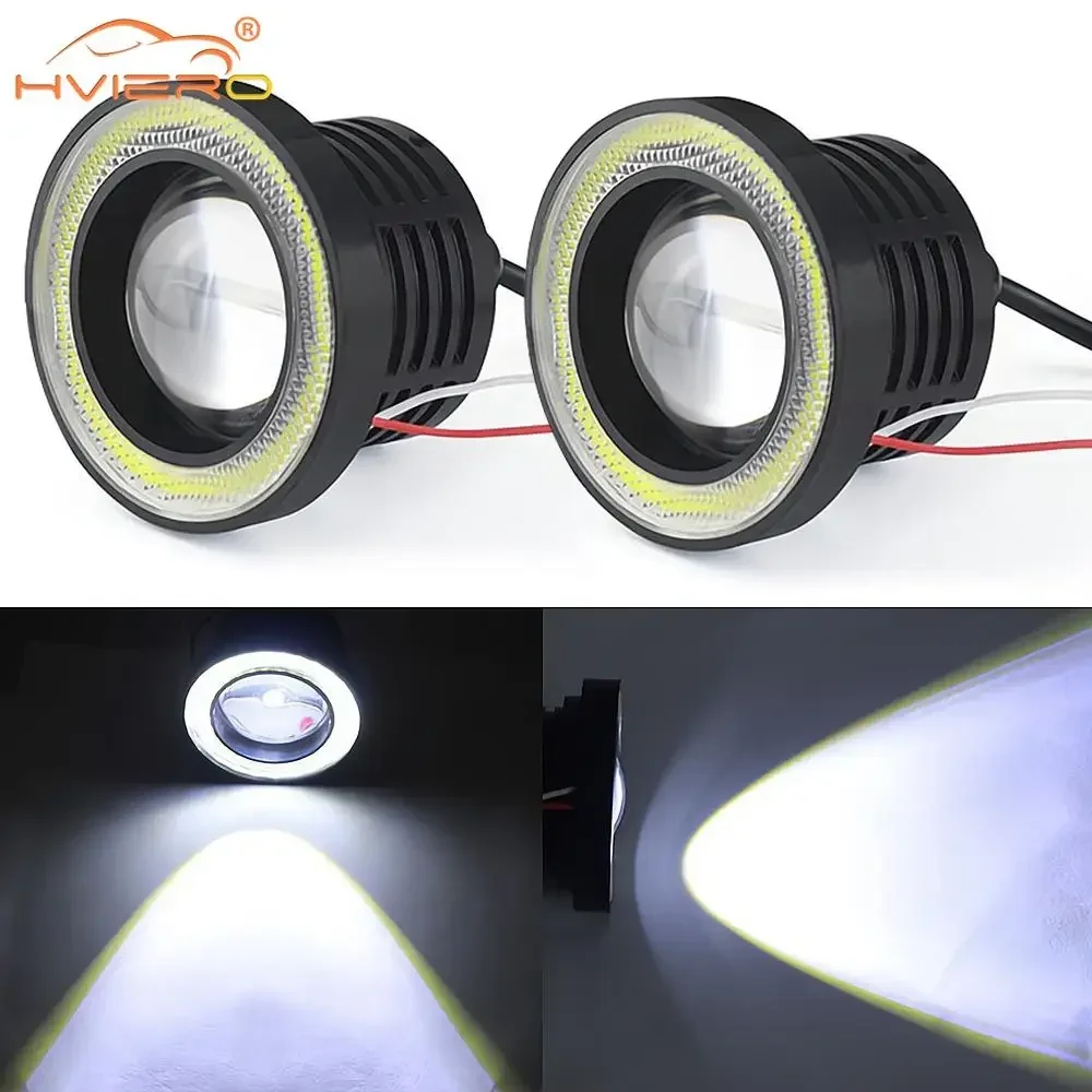 

2X Car Angel Eye 30W Fog Light 76MM Led 12V Headlight Waterproof DRL Daytime Running Head Signal Trunk Modified Multiple Colors