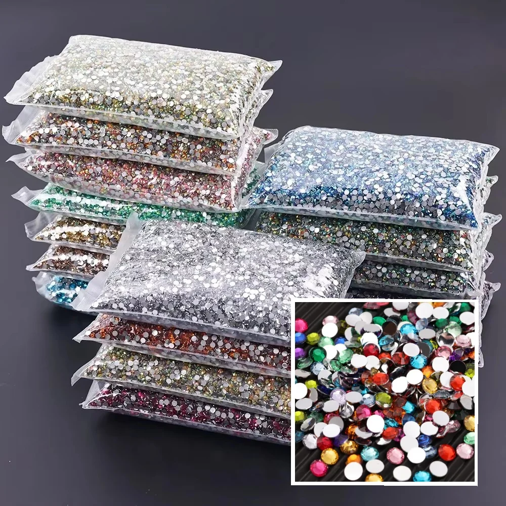 500g 2-6mm Resin Non Hot Fix Rhinestones Bulk Wholesale Flat Back Plastic Crystals Nail Diy Glitters Cтразы Stone