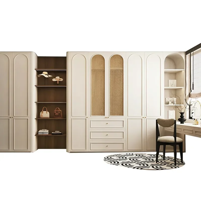 for Whole House Custom Wardrobe Bedroom Multi-layer Solid Wood Board ENF Thousand-year Boat Entrance Cabinet Partition Screen