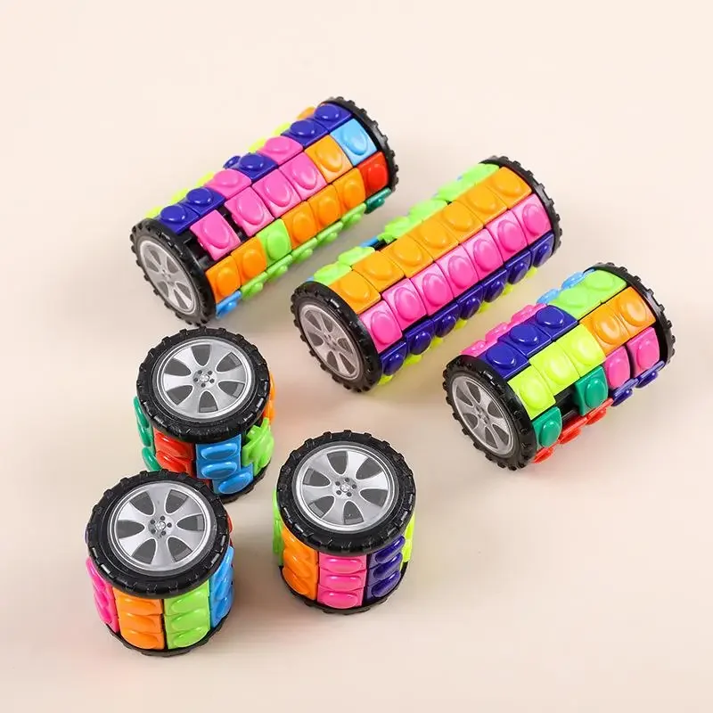 

1Pcs Wheel Rotating Develop Intelligence DIY Cylindrical Puzzle 3D Corn Cube Tower 3/5/7 Layers Cylinder Stress Relief Toy