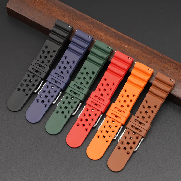 Fluoro Rubber Strap 18/20/22/24mm Breathable Sport Waterproof Quick Release Men FKM Replace Watch Band for Seiko for Citizen