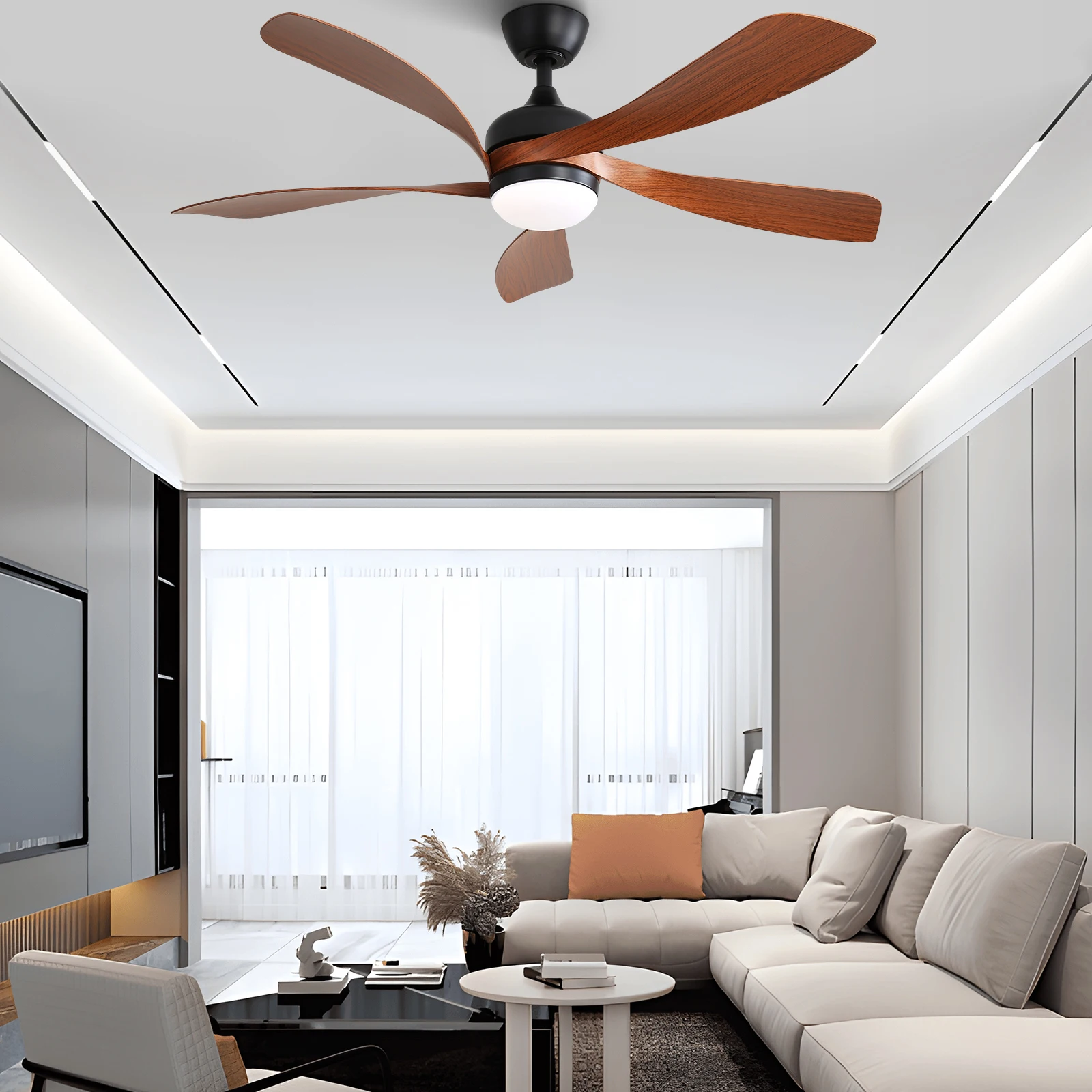 Sofucor Modern 52-Inch 5 Blade Ceiling Fan With LED DC 6-Speed High Wind Speed With Remote Control