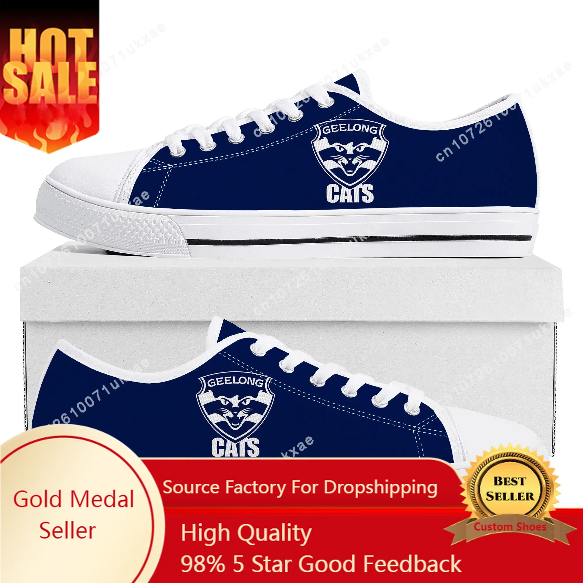 

Geelong Cats Australian Football Low Top Sneakers Mens Womens Teenager High Quality Canvas Sneaker Casual Shoes Custom Shoe