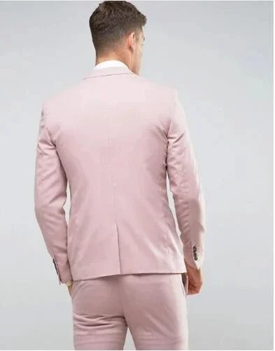 Traje elegante de boda Formal para hombre, esmoquin de graduación, Blazers de solapa de pico, alta calidad, rosa, nuevo, conjunto de 3 piezas