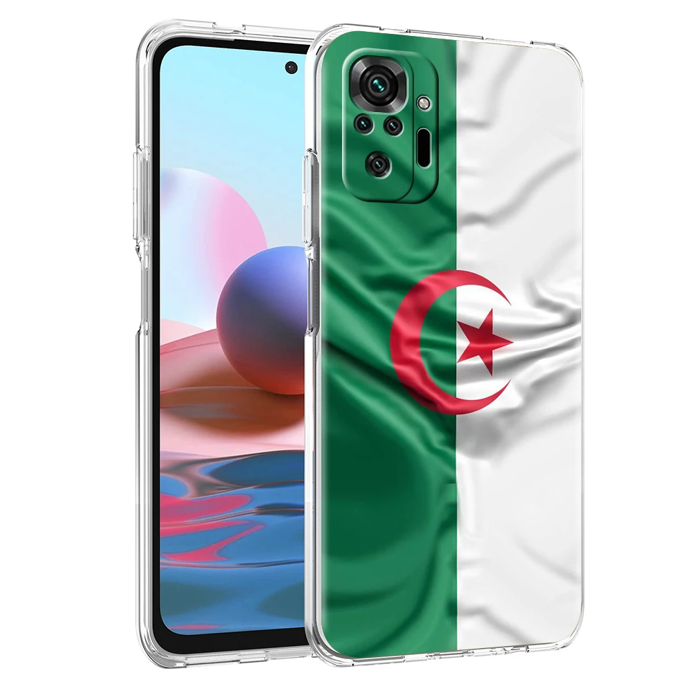 Algeria Flag Phone Case Cover for Redmi Note 10 11 11T 7 8 8T 9 K40 Gaming 9A 9C Pro Plus Transparent Soft Shell Capas Bags TPU