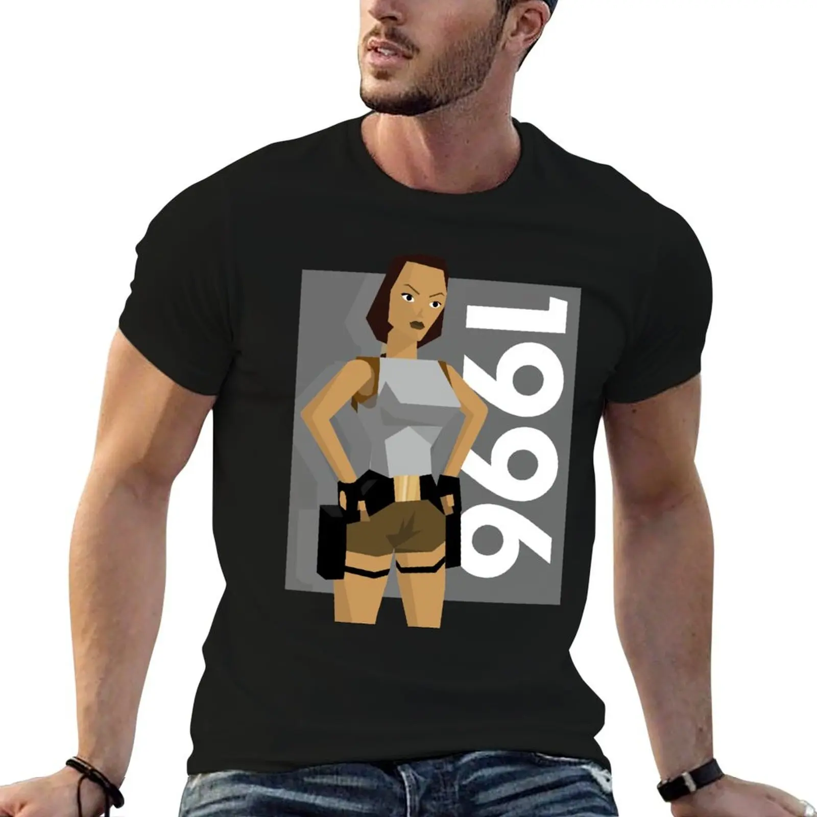 Camiseta Lara Croft 1996, camiseta de trabajo de tela resistente