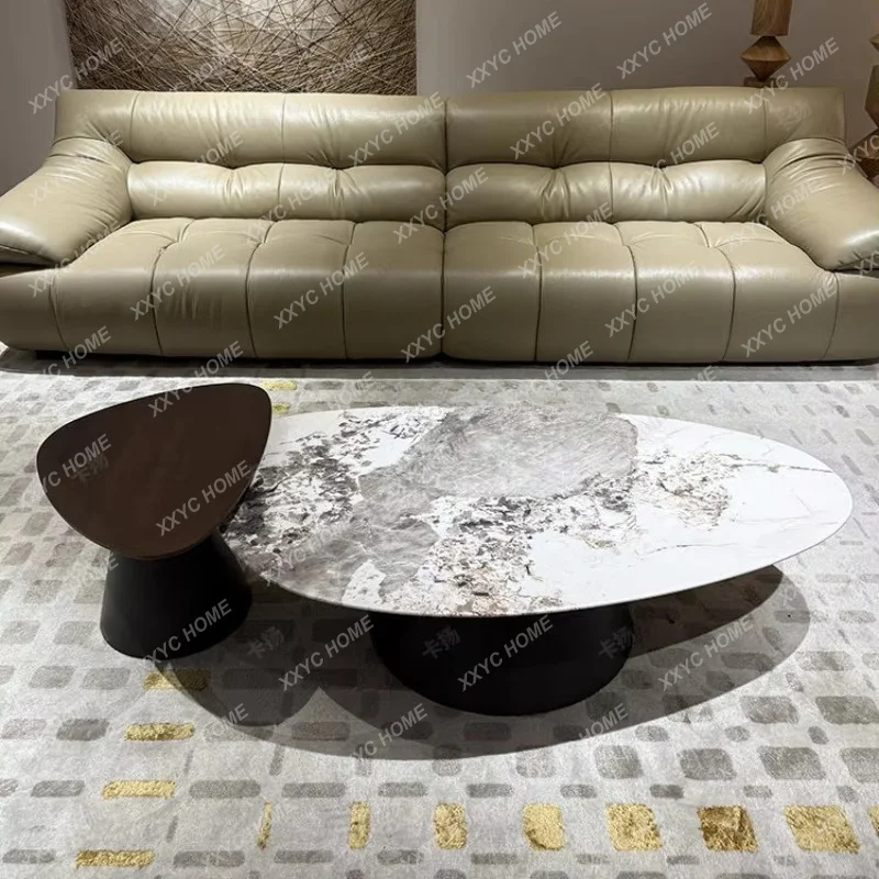 

Modern simple marble coffee table hourglass size triangle half moon combination