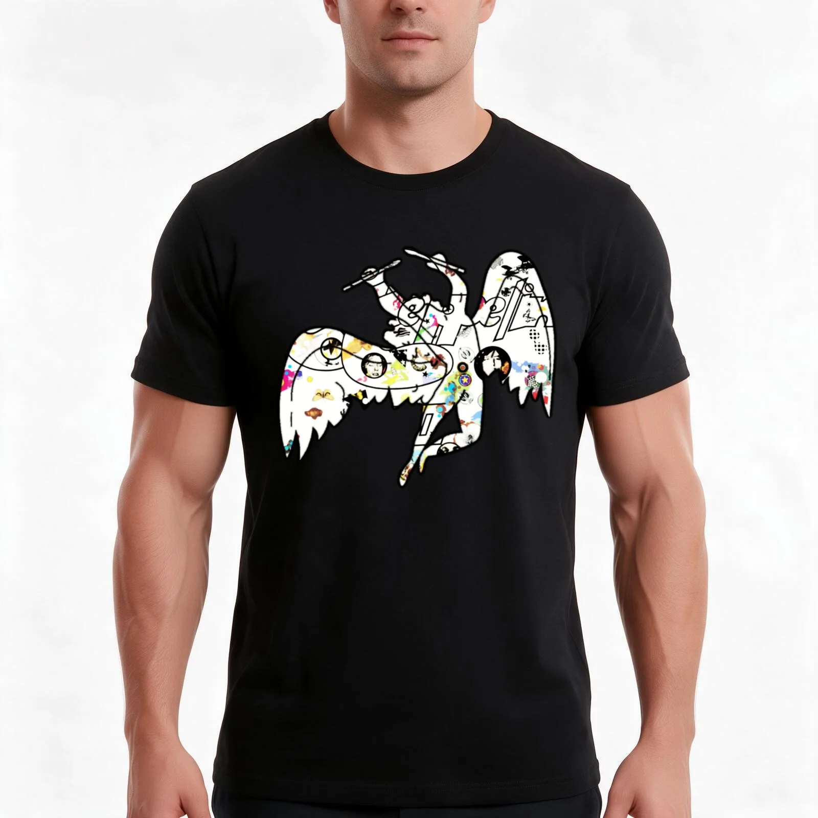 Icarus Water art T-Shirt, Summer Casual Cotton Tee, Oversized Streetwear Tops, Vintage Graphic Print, Loose Fit Short Sleeve