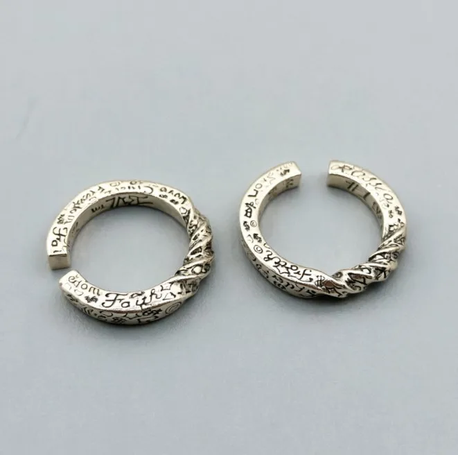 

S925 sterling silver new style men's fashion brand letter irregular graffiti geometric retro personality Thai Silver open ring