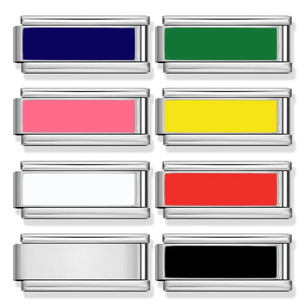 Modische Bunte Rosa Rot Weiß Gelb Rechteckige Edelstahl-Schmuckteile Italienische Glieder Passend für 9mm DIY Armband-Zubehör – Detail 1