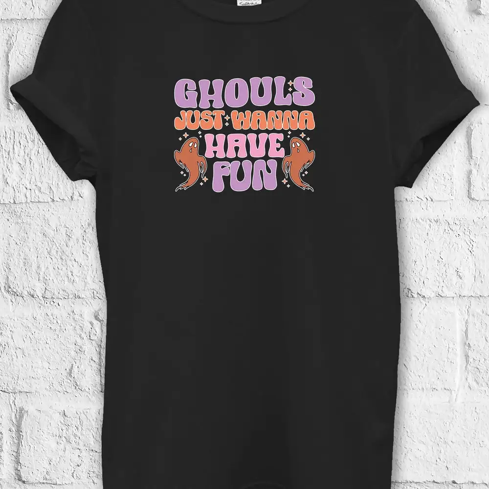 Хэллоуин Ghouls просто хочу веселиться Футболка пот Бейсбол мешок макияж мешковатый бойфренд H179