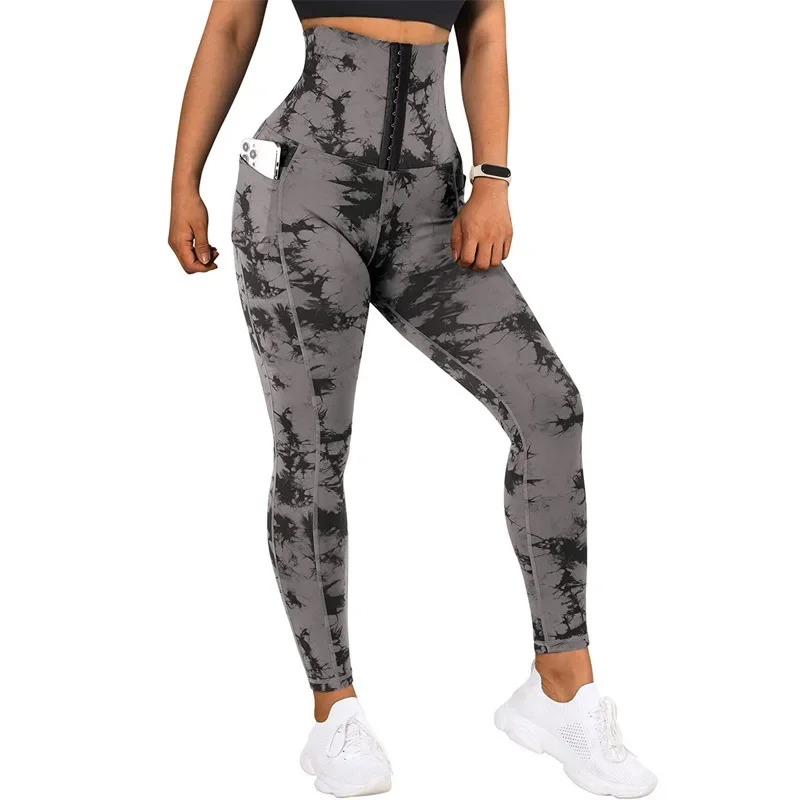 Women Tie Dye Yoga Pants Ladies Elastic Seamless Print Tummy Control Butt Lifting Sport Leggings Casual Tights Slim Gym Tights