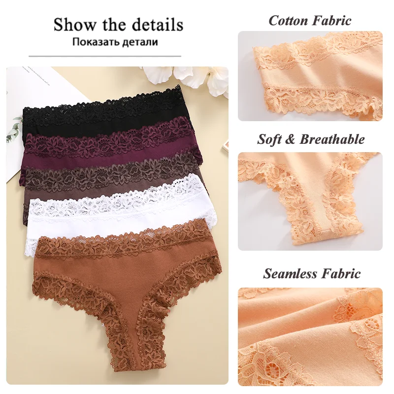 Women Cotton Panties Lace Female Sexy Briefs Pantys Ladies Breathable Underwear Girls S-XL Intimates Lingerie Soft Thongs Panty