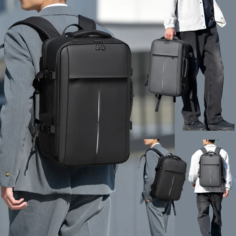 حقيبة ظهر جلدية مقاومة للماء، سعة كبيرة 15.6 بوصة لتخزين الكمبيوتر، حقيبة ظهر محمولة متعددة الوظائف للسفر