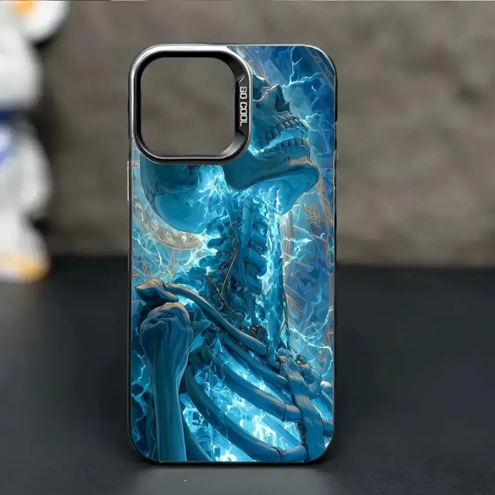 Funda de teléfono con patrón de calavera azul adecuada para iPhone 17 16 15 14 13 12 11 Pro/Max/Plus contraportada anticaída y a prueba de golpes