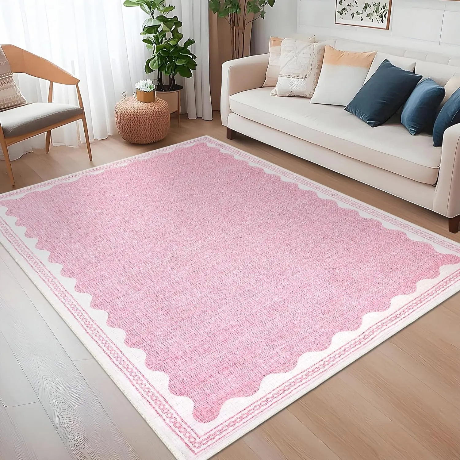 Einfarbige rosa Teppichmatte, rutschfest, langlebig, weiche Bodenmatte, Schlafzimmer, Sofa, Zuhause, Wohnzimmer, Dekoration, Minimalismus-Teppich