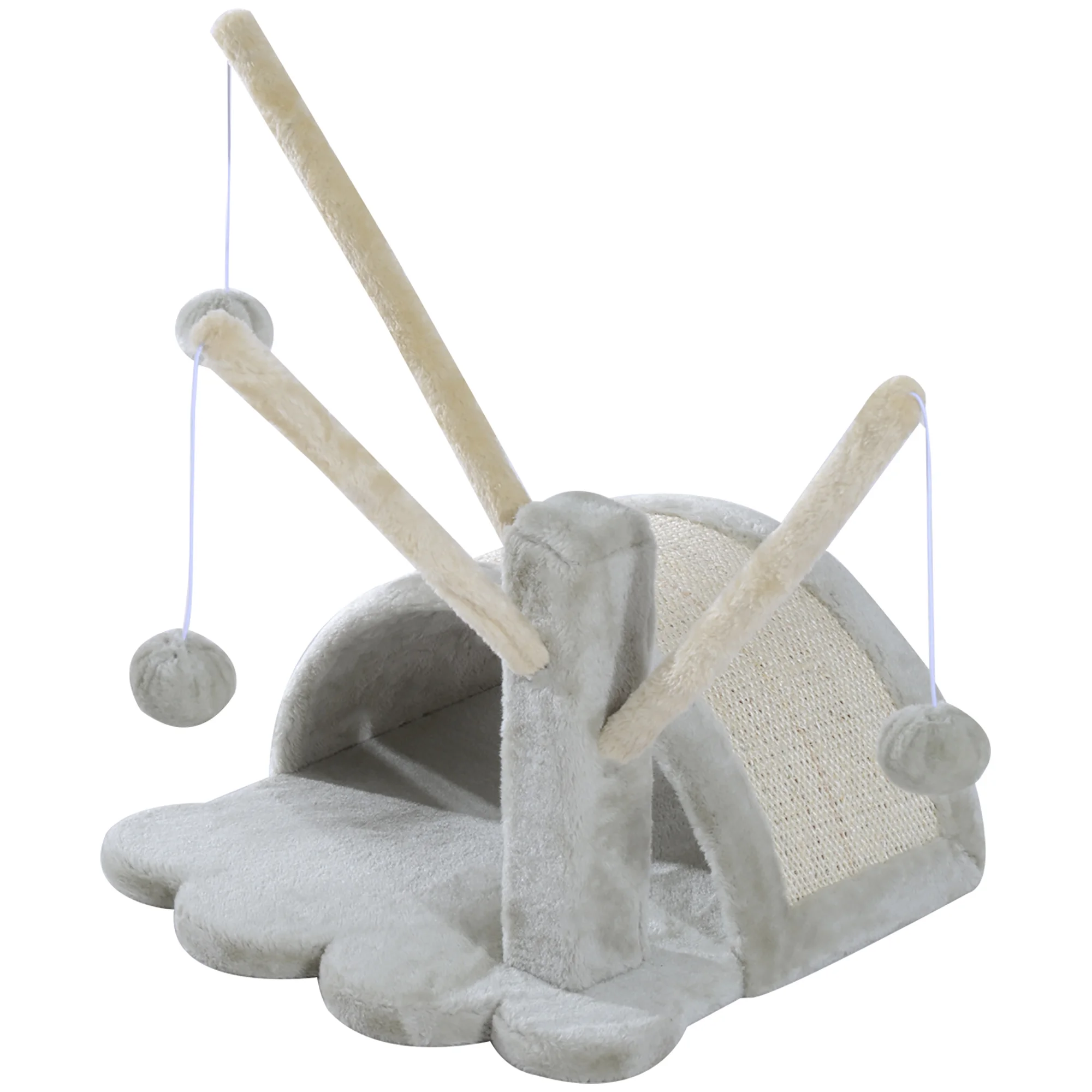Cat Scratching Post 40cm Kitten Tower with Cave, 2 Play Balls, Scratching Pad, Cat Scratching Board, Climbing Tree, Suitable for Small and Large Cats, Cat Climbing Frame, Cat Toy, Pet Furniture