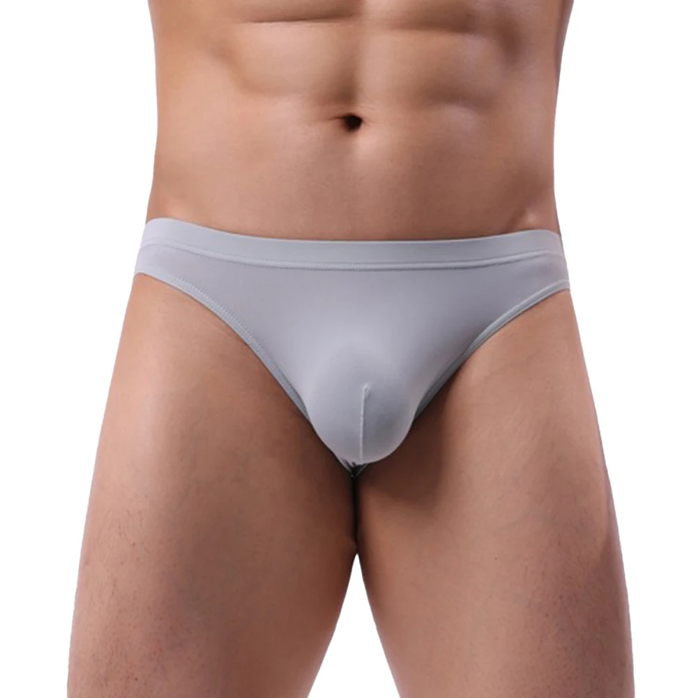 

Mens Ice Silk Sexy Ultra-Thin Briefs Low Waist Underwear Gay Sissy Bulge Pouch Panties Sexy Lingerie Elastic Underpants
