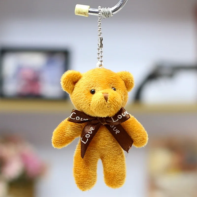 

300pcs Wholesale 9cm Cute Bear Pendant Plush Toy One-piece Bear Keychain Gift Bouquet Doll for Manufacturer