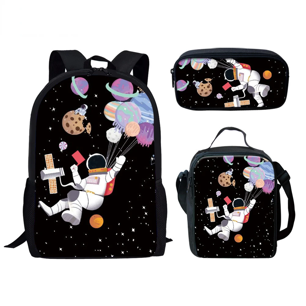 Hip Hop Youthful Fantasy Space Astronaut 3D Print 3pcs/Set Student Travel bags Laptop Daypack Backpack Lunch Bag Pencil Case