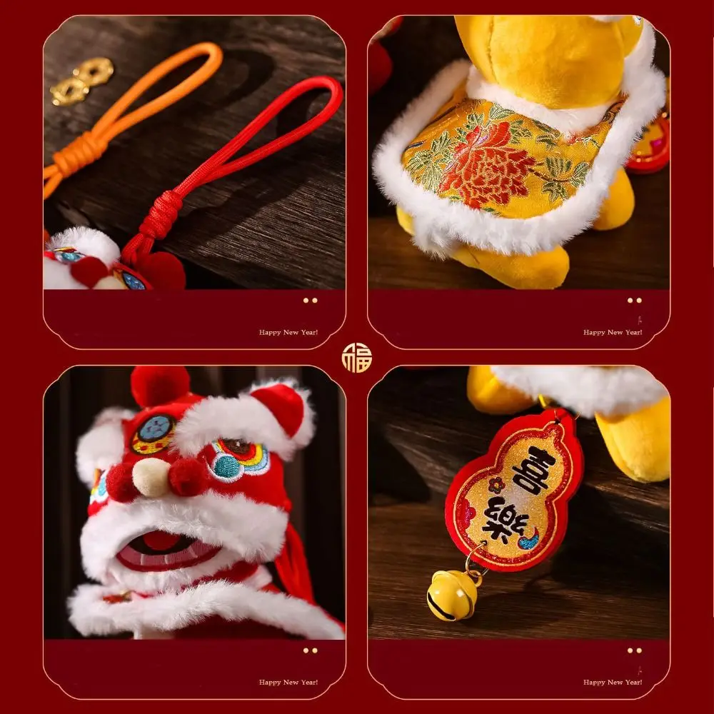 Cartoon Lion Dance Keychain Bell Fortune Character Lion Dance Pendant Plush Toy Doll Chinese Style Chinese New Year Gift
