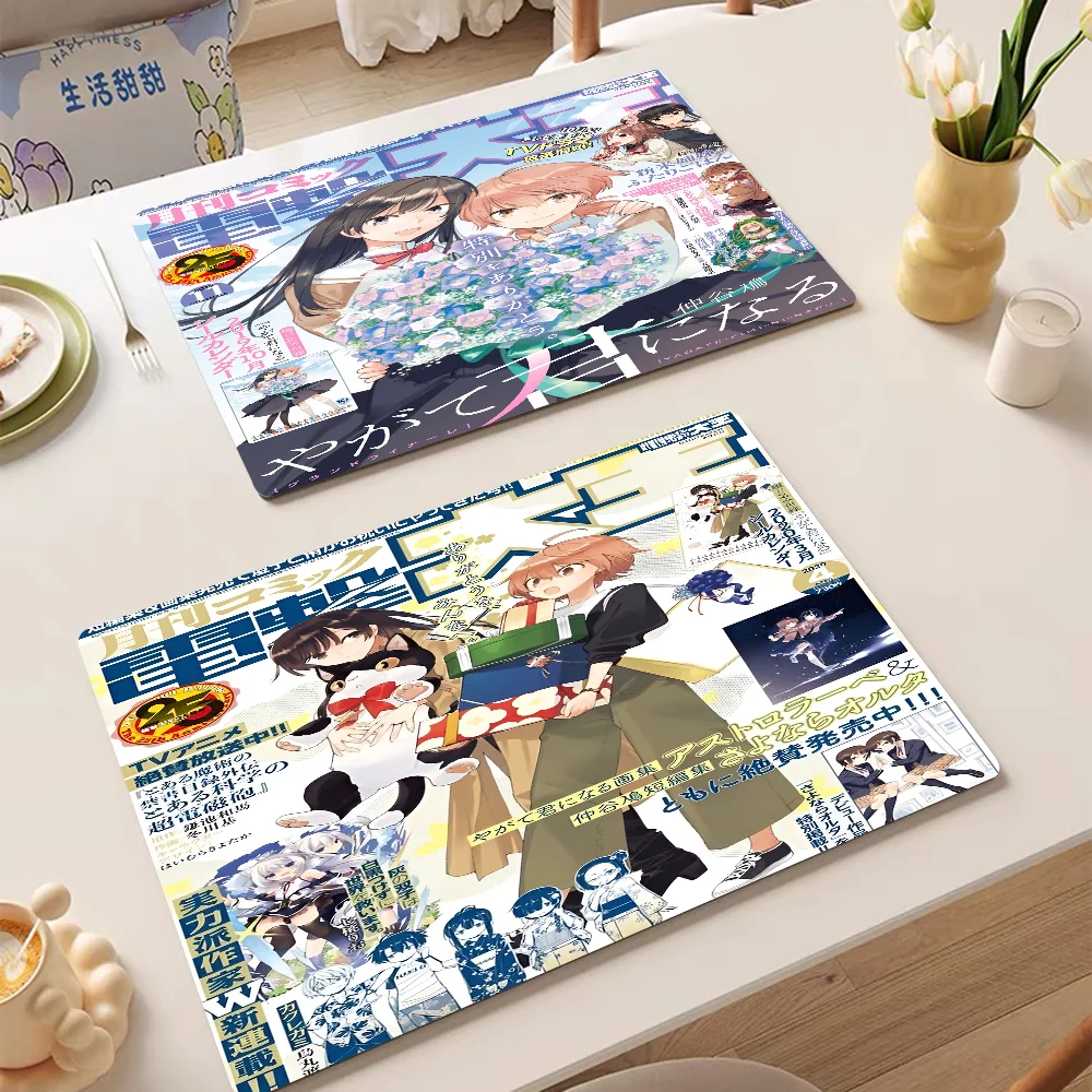 Bloom Into You Yuu Nanami Absorbent Drain Mat Countertop Dry Mats Printed Coffee Machine Draining Pad Table Tableware Placemats