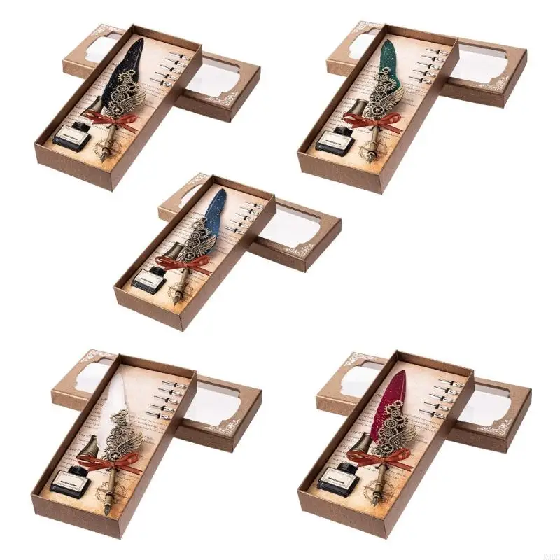 

Calligraphys Pen Ancient Quill Dip Pen Quill Pen & Inks Set with 5 Nibs