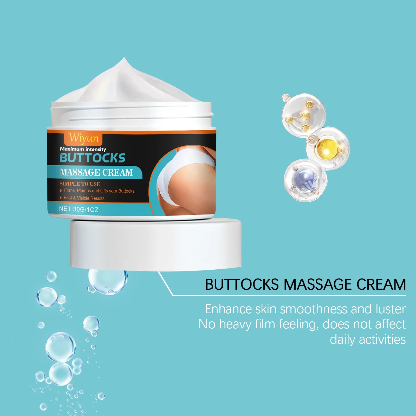 Krim Bokong Minyak Esensial Pengencang Pantat Besar Meningkatkan Pertumbuhan Pinggul Mengencangkan Pemutih Pembentuk Perawatan Tubuh Seksi untuk Wanita 30G
