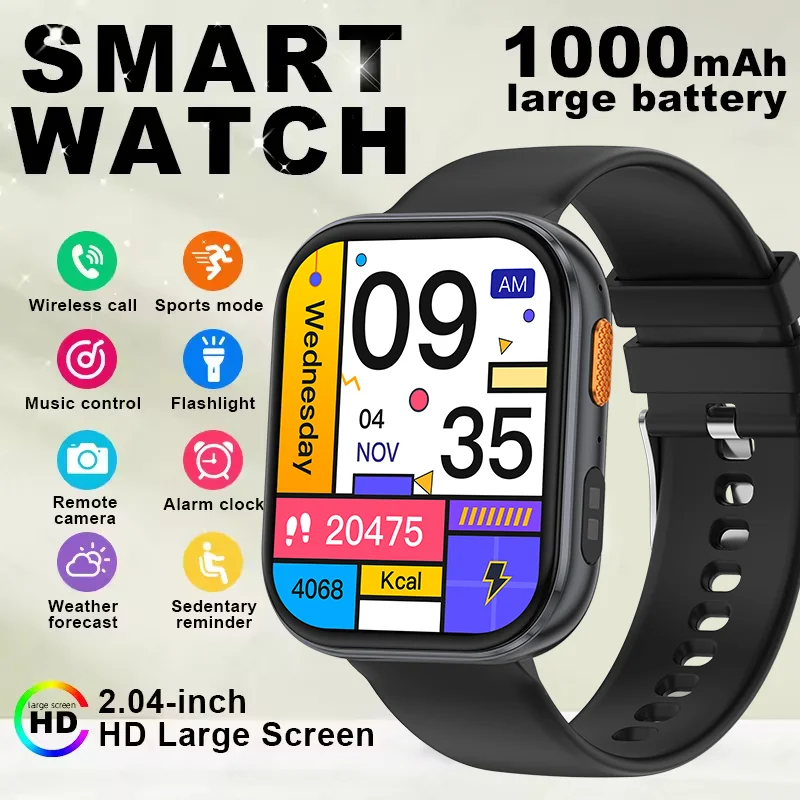 

Новые умные часы с GPS-трекером для мужчин и женщин, компас, HD-экран 2,04 дюйма, монитор сердечного ритма, спортивные водонепроницаемые умные часы с Bluetooth и функцией звонков, 2026