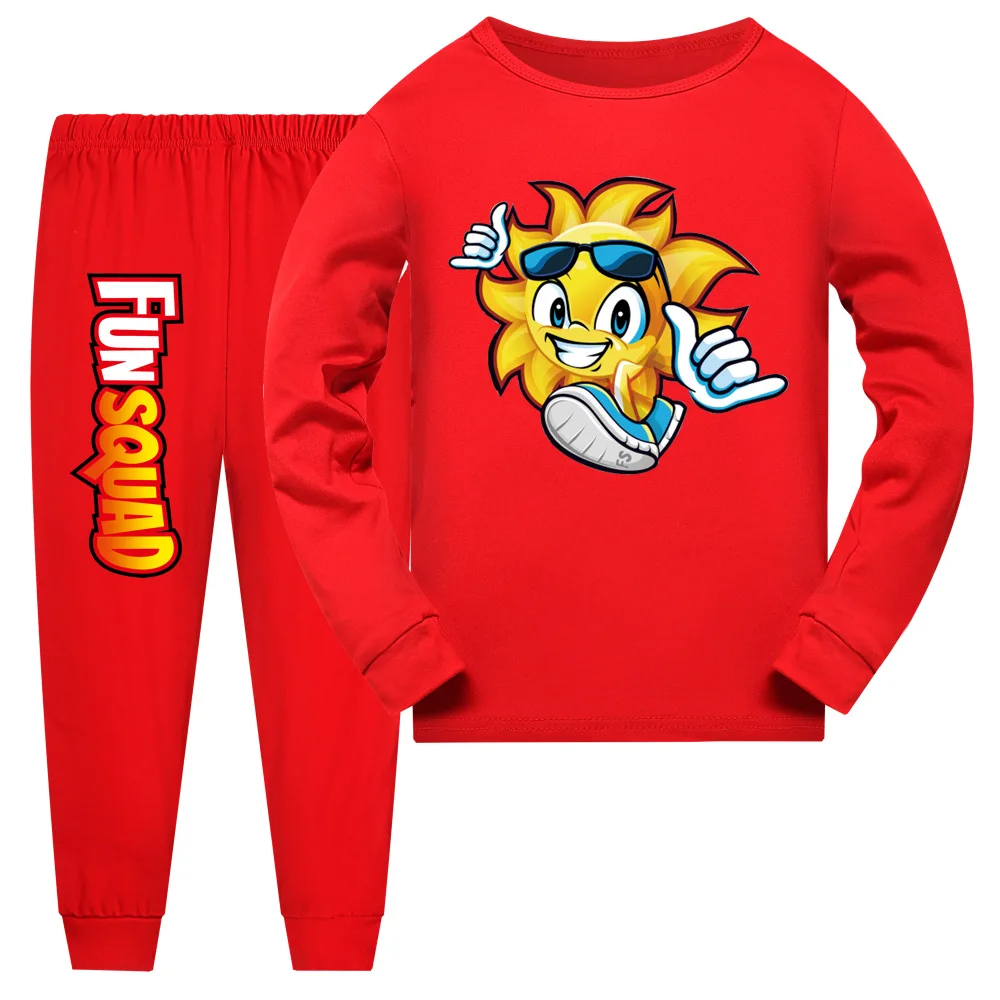 Fun Squad Gaming Boys Pajamas Autumn Long Sleeved Children's Clothing Sleepwear Teen Homewear Cotton Pyjamas Sets For Kids 2-15