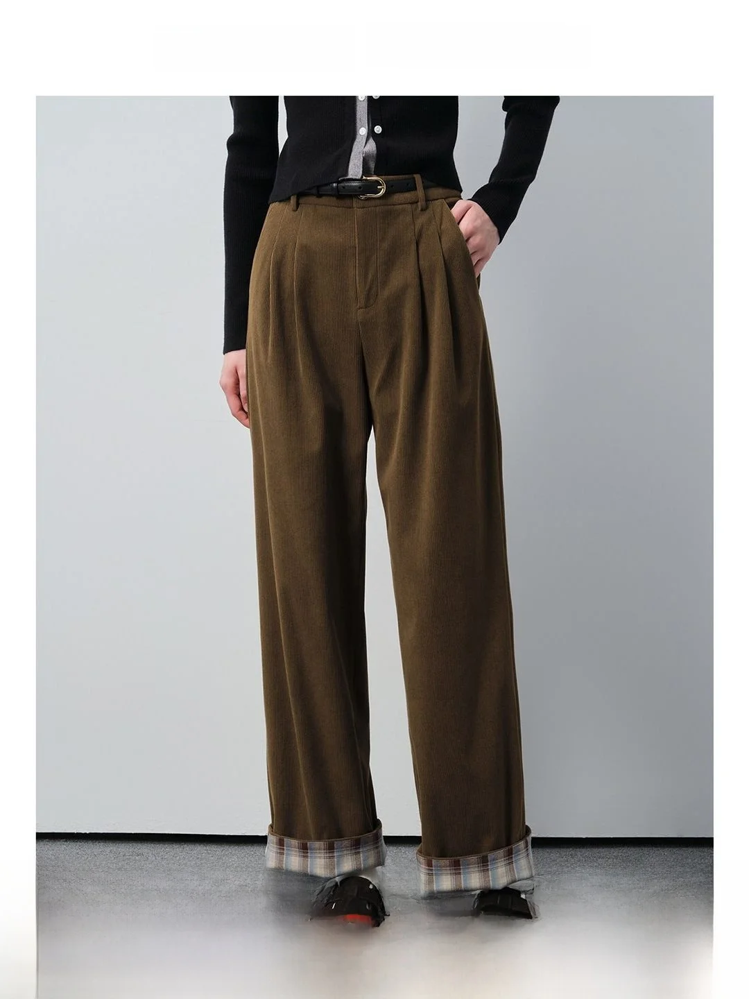 

Брюки Rui больших размеров: повседневные, свободные, из вельвета, с широкими штанинами, осенние, женская одежда больших размеров, брюки с высокой талией