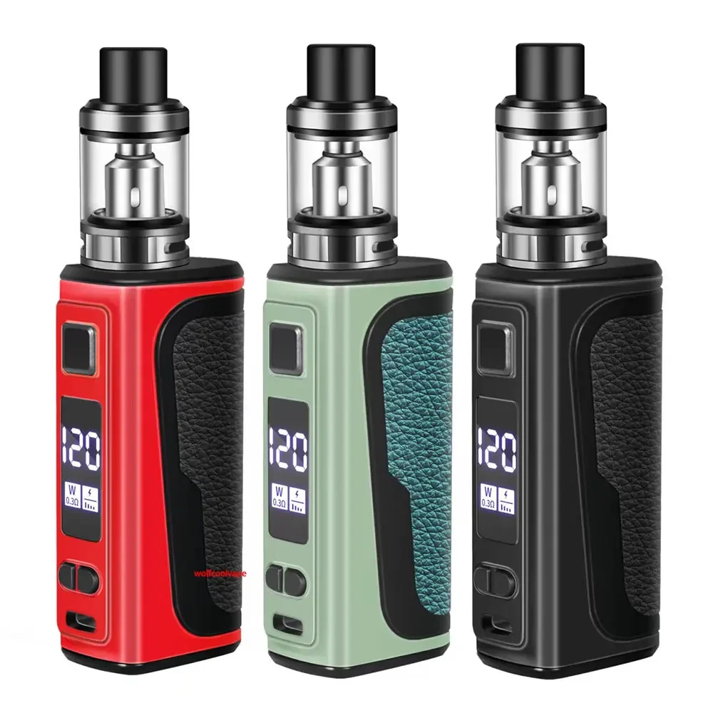 Wolfcoolvape 120W Kit Vape para cigarros eletrônicos - 1800mAh, tela OLED, atomizador de 2,5ml, vaporizador de cigarro eletrônico