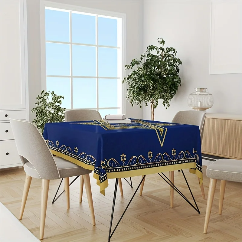 سعيد Passover مفرش المائدة مقاوم للماء عطلة ديكور حفلة النجمة اليهودية داود مستطيل مفرش طاولة المطبخ طاولة طعام ديكور #3