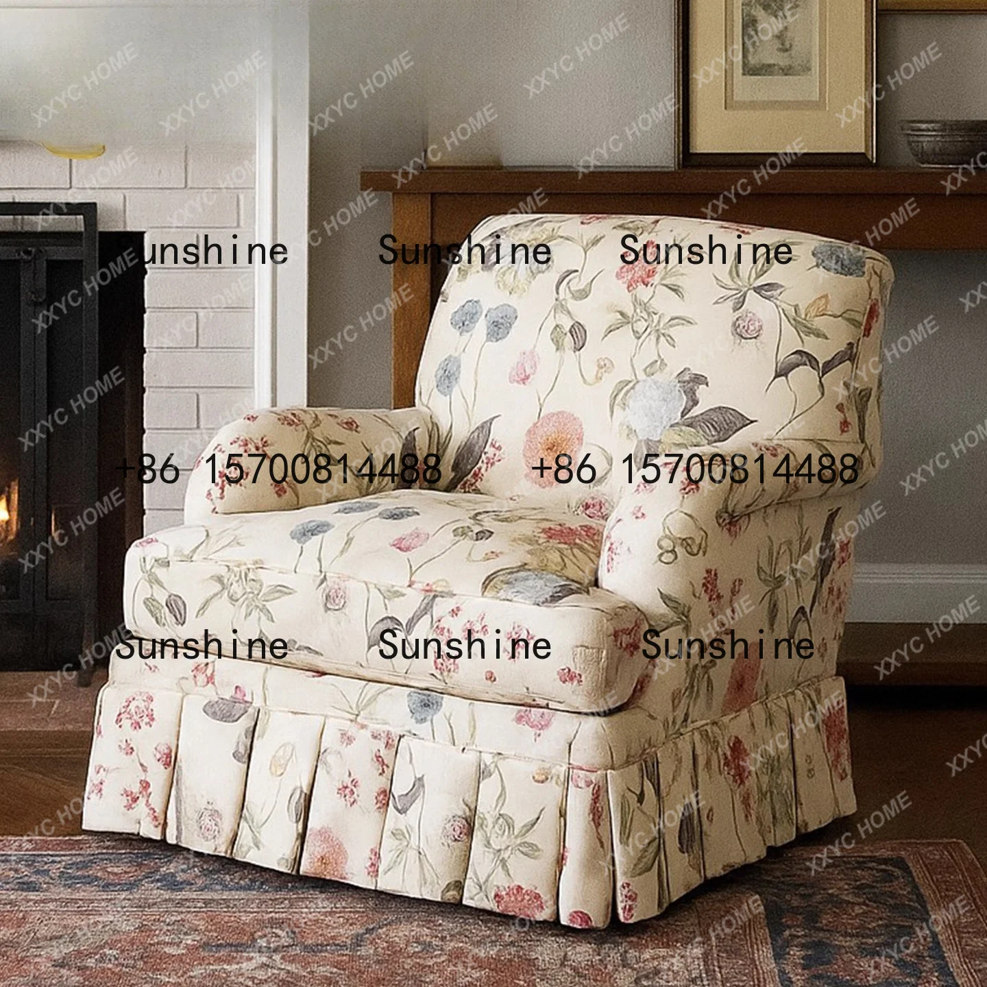 AA vintage fabric sofa small apartment living room single sofa chair