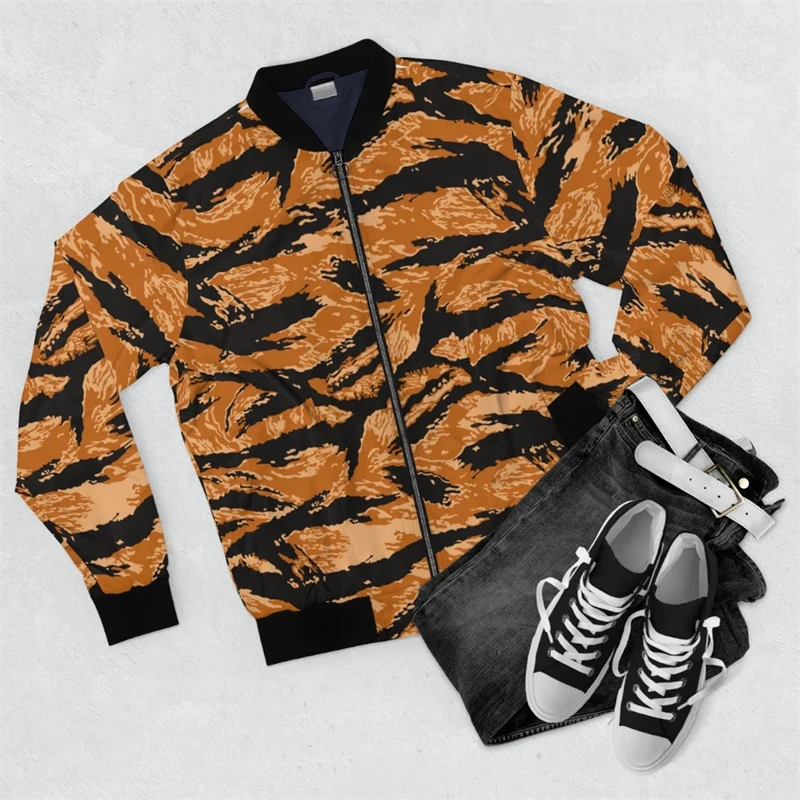 Harjauku Animal Leopard Graffiti Graphic Men's Oversized 3D Jacket Forest Autumn Long Sleeve Zipper Sweater Bomber Jackets 2024